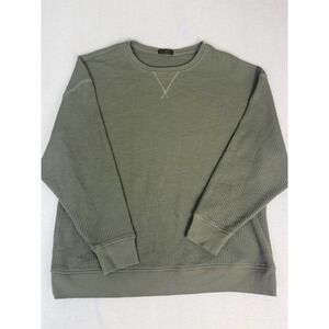 Nuuds Waffle Knit Crewneck Sweatshirt Olive Green Mens XL Long Sleeve